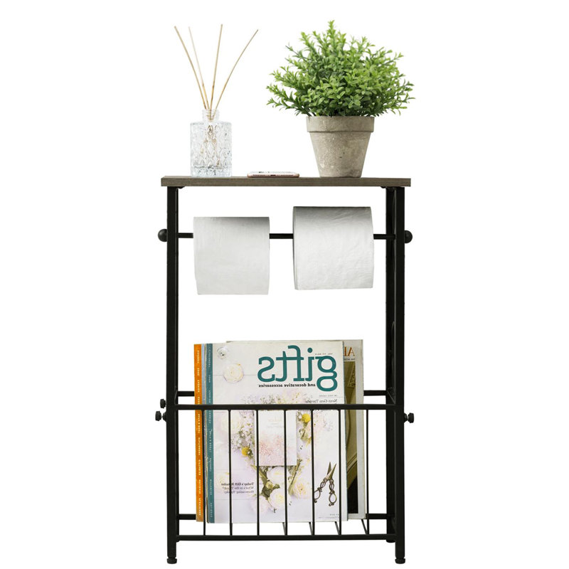 MyGift Freestanding Toilet Paper Holder with Desk and Magazine Holder Wayfair